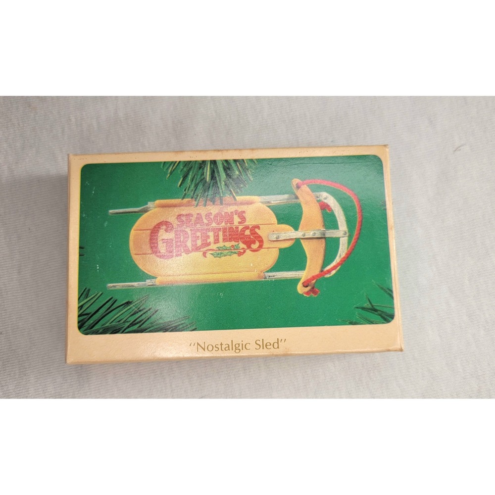 1984 Hallmark Keepsake Ornament Nostalgic Sled Seasons Greetings QX442-4